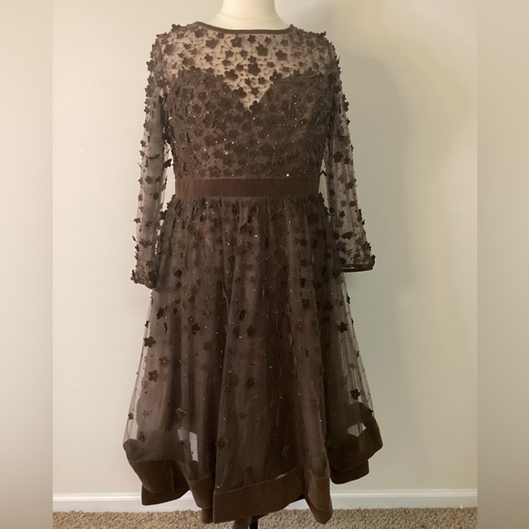 Mac Duggal Dresses & Skirts - MAC DUGGAL. EMBELLISHED ILLUSION HIGH NECK LONG SLEEVE FIT & FLARE. SZ 20 NWT